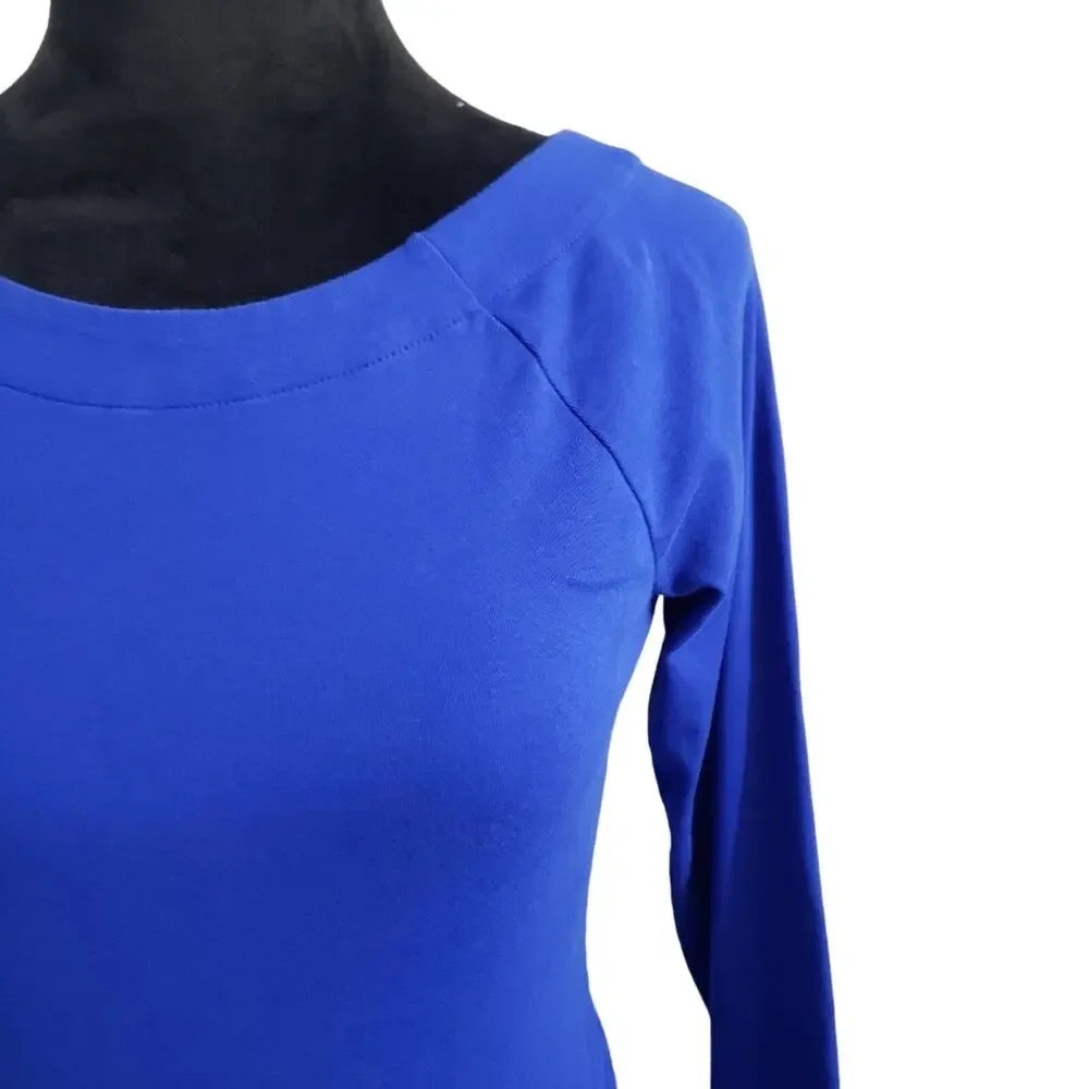 RALPH LAUREN LONG SLEEVE SWEATER/SHIRT, Sz M, BLUE, COTTON/ELASTANE